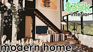 INTERIOR Luxurious Bloxburg House Build 2 Story Pt 2 [upl. by Ahsitahs]