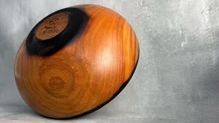 Wood Turning A Peach Wood Bowl [upl. by Taam]