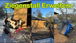 Selbstversorger Vlog Ziegenstall erweitern mit neuer Futterraufe und Dach Erweiterung Tauernschecken [upl. by Anaujat369]