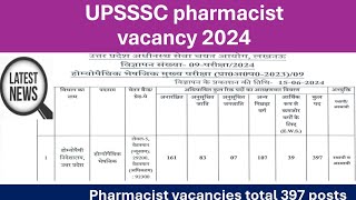 UPSSSC Pharmacist vacancy 2024  homeopathy Pharmacist vacancy 2024  Pharmacist jobs upsssc [upl. by Eachelle]