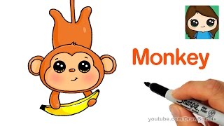 How to Draw a Cartoon Monkey Easy [upl. by Ellennaj]