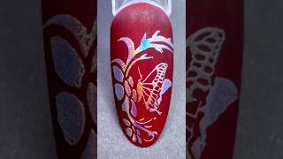 Butterfly and Flower Holo Chrome Nail Art with Clear Chrome Semi Gel Stamping Polish and Matte Gel [upl. by Ingles944]