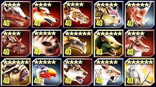 ALL MAX LEVEL 40 CENOZOIC CREATURES JURASSIC WORLD [upl. by Nahguav44]