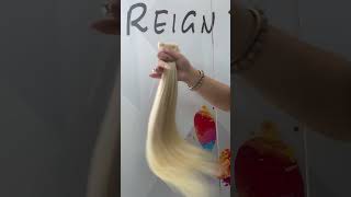 Flat Weft Extensions 60 Platinum Blonde Weft Hair Extensions  REIGN HAIR [upl. by Mcgaw]