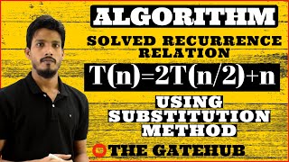 Recurrence Relation Tn2Tn2n  Substitution Method  GATECSE  DAA [upl. by Yesnek]