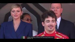 FIRST TIME MONACO NATIONAL ANTHEM ON PODIUM  HISTORICAL LECLERC WIN IN MONACO GP 2024 [upl. by Niamert]