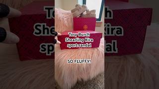 Tory Burch Shearling Kira sport sandal UNBOXING  Review SO FLUFFY [upl. by Acissey582]