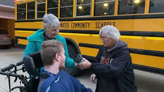 Sam getting on the school bus to Waldron for another day of school 11124 onthatnote [upl. by Renae747]