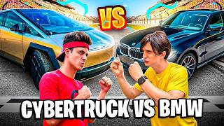 CHAMEI O CYBERTRUCK DO ENALDINHO PRA UM RACHA CONTRA A MINHA BMW TESLA CYBERTRUCK VS BMW [upl. by Annahsirhc909]