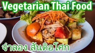 Vegetarian Thai Food amp A Little Fake Meat at Chamlongs Asoke จำลอง สันติอโศก [upl. by Mairam]