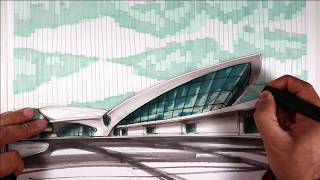 Eero Saarinen TWA terminal sketch [upl. by Tnomyar541]