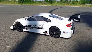 Tamiya Honda NSX Raybrig Concept GT TT02 racing on a closed road [upl. by Armond]