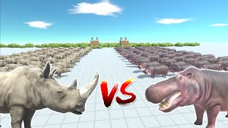 50 Rhino vs 50 Hippo  Animal Revolt Battle Simulator [upl. by Malin]