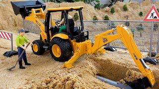 Backhoe Loader Working at Construction Site  BIBO STUDIO [upl. by Jamnis]