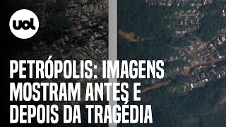 Petrópolis imagens de satélite mostram antes e depois da tragédia [upl. by Tracy]