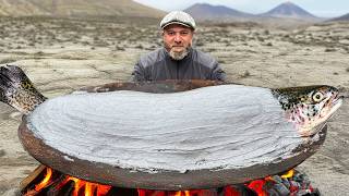 Baking Fish Covered in Clay from a Mud Volcano [upl. by Nivag]