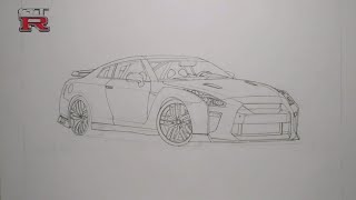 comment dessiner une voiture de sport nissan gtr partie 1 croquis [upl. by Ettennahs]