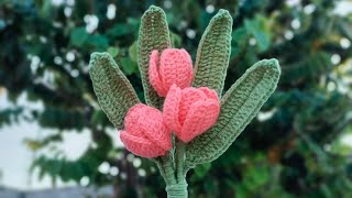 tulipanes tejidos a crochet tutorial 🌷 [upl. by Emil770]