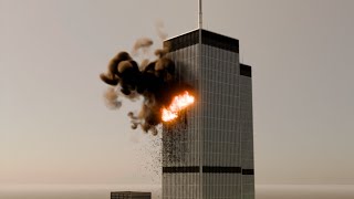 The North Tower is Struck  911 BLENDER SIMULATION [upl. by Anyah]