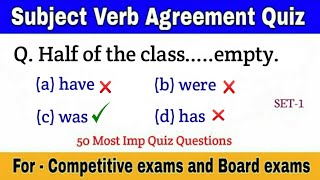 Subject Verb Agreement Quiz। Syntax objective questions। ssc cgl English । Syntax MCQ Practice। [upl. by Hcib]