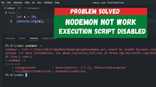 nodemon not run in Terminal  PowerShell Execution Policy Restricted  Technical Hassan Ali [upl. by Enyamart654]