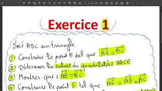 Exercice Vecteurs et translation 3ac maths ثالثةإعدادي [upl. by Akimihs955]