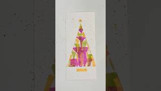 Abstract Christmas Tree with Paint Scraping Technique  Easy DIY Holiday Art Project diyholidaycard [upl. by Assetniuq]