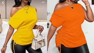 how to cut and sew a stylish asymmetric neckline ruched top [upl. by Letnuahc]