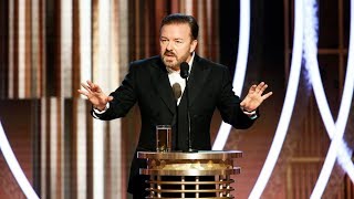 Ricky Gervais Makes Jeffrey Epstein Joke At Golden Globe Awards Audience Boos [upl. by Amhser]