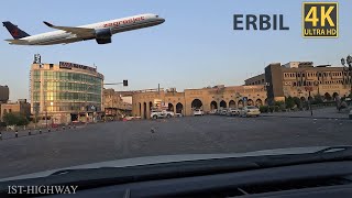 Driving from Erbil International Airport to the old shopping center [upl. by Anuahs]