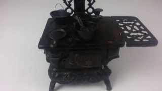 Crescent Cast Iron Wood Burning Stove With Accessories  Salesman Sample [upl. by Obediah]