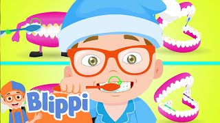 Tooth Brushing Song by Blippi  2Minutes Brush Your Teeth for Kids  Earth Stories for Kids [upl. by Assiren]