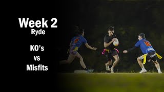 KOs vs Misfits  Ryde Tuesday Oztag Div 3  Week 2 [upl. by Sonafets951]