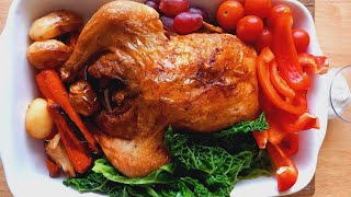 whole Roast Chicken Cooked in Air Fryer with Vegetables cooking chicken sunday roast dinner [upl. by Llarret863]