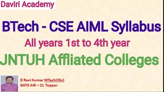 BTech CSE AIMLSyllabus  JNTUH Affiliated Engineering Colleges cse btech tseamcet [upl. by Gnoy611]