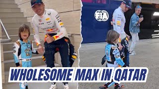 Max Verstappen being Wholesome with a Little Kid in Qatar GP Paddock [upl. by Ellynn]