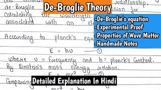 DeBroglies Theory  Wave Mechanical theory of matter  Inorganic Chemistry  ImpFor BScMSc [upl. by Soloma]