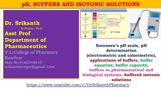 pH buffers and isotonic solutions By Dr Srikanth [upl. by Anthiathia]