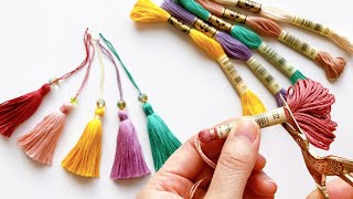 【簡単】タッセルの作り方  刺繍糸で作る可愛い小物・房飾り・髪飾りにも  How to Make Embroidery Thread Tassel  Easy DIY Tassel Making [upl. by Reger]