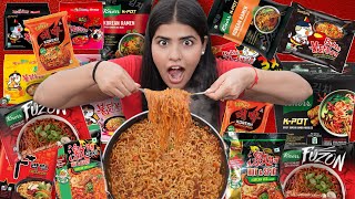 I Tried Worlds Most Spiciest 🔥🥵Noodles  Can I Survive🤯  Mixing All Korean Noodles [upl. by Iglesias805]