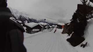 Skiing Through the Village of Bettmeralp at Aletsch Arena Switzerland [upl. by Daniela]