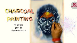 Amazing 😱 Charcoal Portrait painting portrait shading video reels tutorial jyotiartclass [upl. by Dearr]