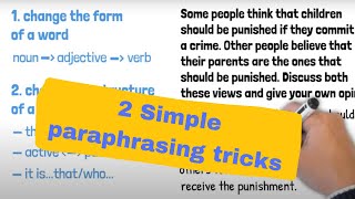 2 simple paraphrasing tricks  how to paraphrase ielts writing task 2 [upl. by Eenobe]