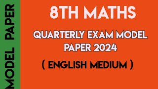 8th maths quarterly exam question paper 2024 english medium8th quarterly question paper 2024 [upl. by Eitsirk]