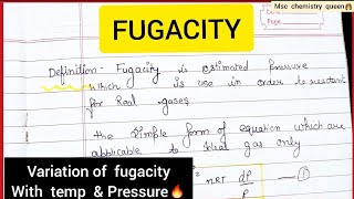 FUGACITY and FUGACITY coefficient  Physical Msc chemistry Fugacityinhindi [upl. by Xenia]