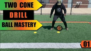 TWO CONE BALL MASTERY DRILL 1  SOCCER TRAINING  GET SHARP SOCCER [upl. by Yraht888]