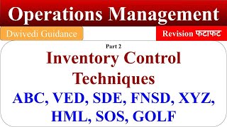 Inventory Control Techniques ABC Analysis VED DSE FNSD XYZ HML SOS GOLF Operations bba mba [upl. by Erdnaet512]