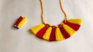 MAKING OF THREADS NECKLACE  THREADS JEWELLERY [upl. by Leontine]