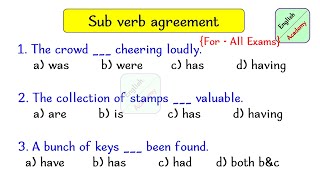 Subject Verb Agreement practice set 7 englishacademy subjectverbagreement [upl. by Nwahsek]