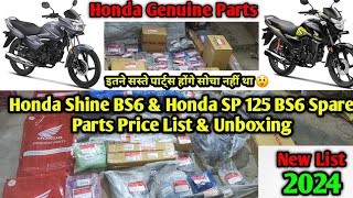 Honda Shine BS6 amp Honda SP 125 Spare Parts Price List amp Unboxing  Honda Genuine Parts  Bike Parts [upl. by Isiahi565]